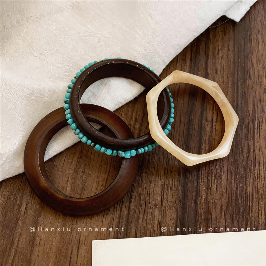 Chinese-Style Irregular Geometric Resin Bangle - view 2