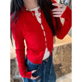 Women's Fall Slimming Knit Wool Long Sleeve Fitted Fake Two-Layer Cardigan + Top 2026 - Black