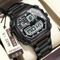 POEDAGAR New Digital Watch Multifunction Chronograph Time Sports Steel Band Mens Watch Live Export Bestseller Watch