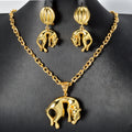 Overseas Western ins Breeze Copper Material 18K Gold Leopard Design Pendant Necklace Earrings Set 2-Piece Set Women Set