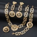 Overseas Export Western 18K Retro Portrait Cutout Chain Necklace Bracelet Set Earrings Ring Middle East Women Set