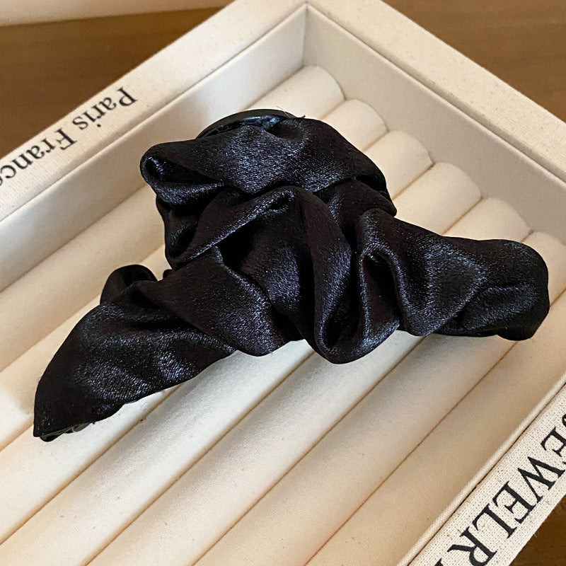 French Black Pleated Fabric Hair Claw Clip - view 6