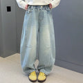 Girls' Zip Hoodie & Loose Curved Jeans Set - Spring/Fall