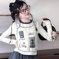 Girls' Cartoon Print Long Sleeve Tee & Wide-Leg Pants Set