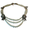Retro Bow Pearl Necklace Stud Set French Love Imperial Elegant Pearl Vintage Accessory Jewelry