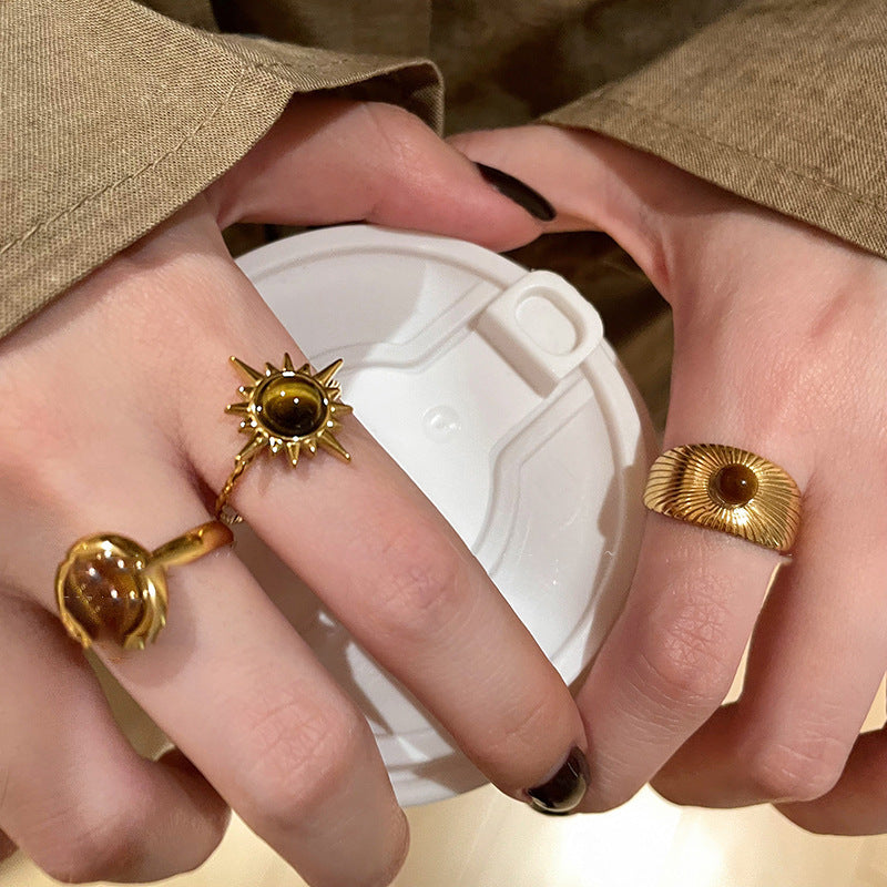 Vintage Tiger's Eye Open Ring - view 2