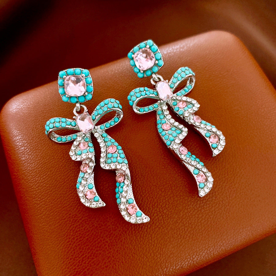 Vintage Rhinestone Flower Stud Earrings - view 3