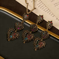 French Premium Light Luxury Vintage Heart Necklace Exquisite Cute Heavy-Duty Rhinestone Accessory Set Vine Cutout Necklace