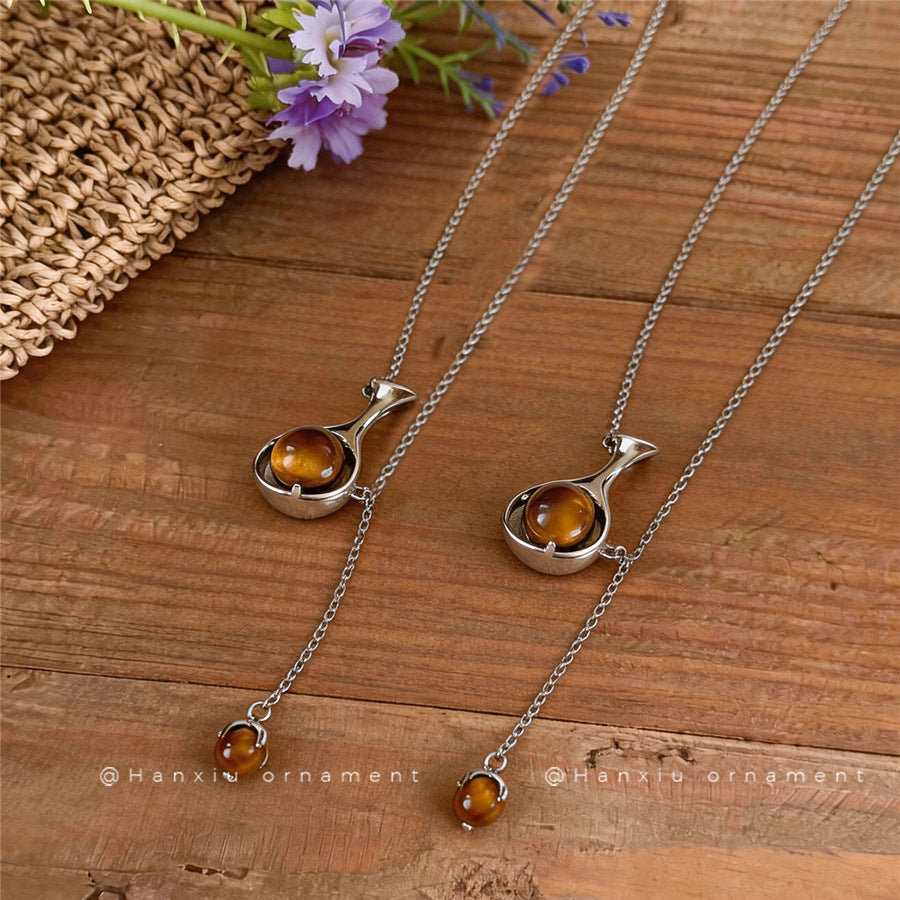 Maillard Brown Oval Pendant Necklace - view 2