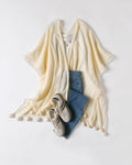 Women's Summer Ethnic Knit Fringe Lightweight Loose Shawl + Cape 2026 - White