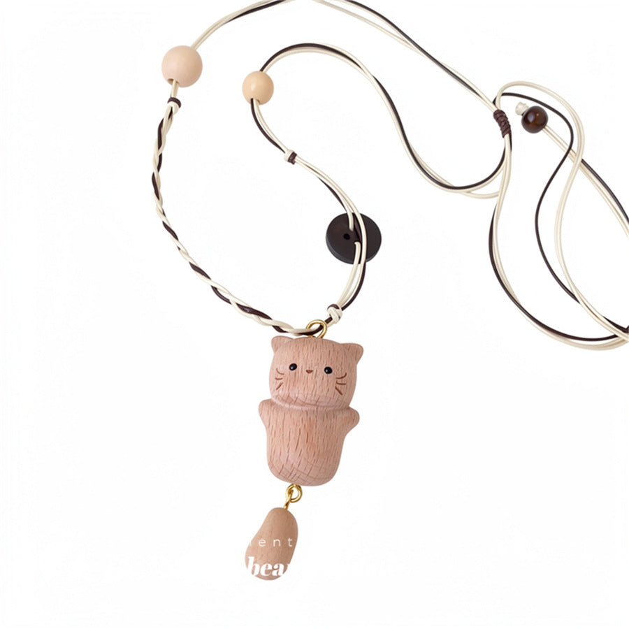 Vintage Wooden Cat Pendant Necklace - view 5