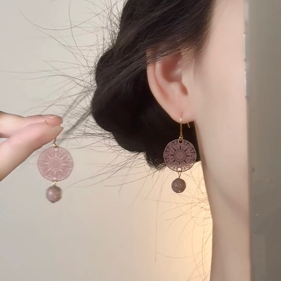 Chinese-Style Glass Bead Tassel Drop Earrings - view 4