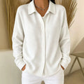 Women's Fall Casual Fashion Long Sleeve Lapel Collar Cardigan + Shirt 2026 - Blue