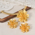 Middle East Bride Jewelry Overseas Fashionable Exquisite 3D Flower Necklace Stud Women Wedding Wear Present Set