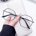 Premium Bare Face Breeze Prescription Sunglasses Glasses Frame Anti-Blue Metal Polygon Plano Retro Photochromic Glasses