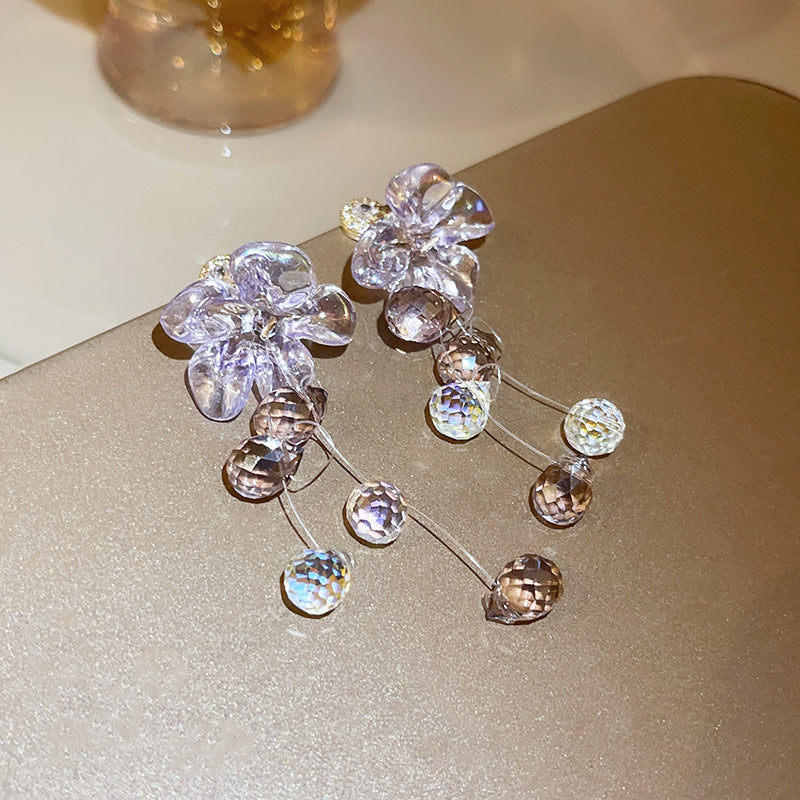 Rhinestone Mesh Butterfly Tassel Earrings - view 11
