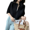 Women's Summer Versatile Long Sleeve Lightweight Loose Cropped Cardigan + Jacket + To - Black