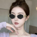 2026 New Quilted Shape Sunglasses Niche Design Style Asymmetric Influencer Street Snap Premium Polygon Sunglasses