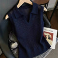 Summer Old Money Korean Sleeveless V-Neck Hollow-Out Shirt