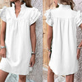 V-Neck Ruffle Sleeve Dress - Fashion Multi-Layer Petal Sleeve Pullover Dress