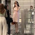 Lin Chiling Style Pink Lace Sleeveless A-Line Dress