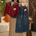Girls' Knit Sweater & Jeans Set - Fall