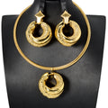 Overseas Dubai Gold Copper Gold Plated Vintage 3D Round Polka Dot Pendant Necklace Earrings Set Simple In Stock