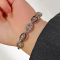 Coated Platinum Full Diamond Pig Nose Bracelet Light Luxury Premium Accessory Bangle Cross-Border Hit Gold Yellow Color Hand Jewelry Wholesale
