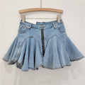 Patchwork Pleated Ruffle Skirt + Short Skirt
