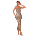Women's Strapless Sequin Embellished Slim Fit Waist-Cinching Bodycon Premium ...