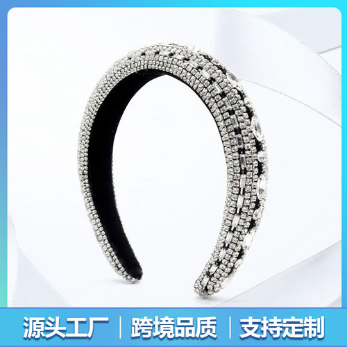 Overseas Full Diamond Western Ba Rock Sponge Headband Rhinestone Full Diamond Handmade Women Ball Headband Hair Accessory