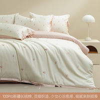 Cherry Dance Breeze Pink / 1.2m Bed - 3-Piece Flat Sheet - 150x200cm