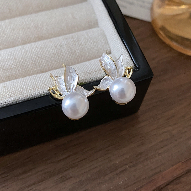 French Pearl Bow Two-Way Stud Earrings - view 10