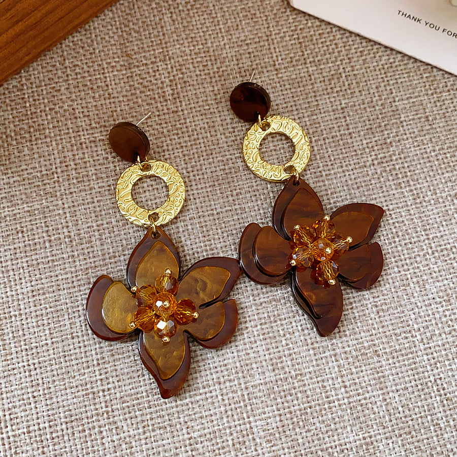 Resin Flower Pendant Tassel Earrings - view 6