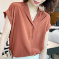 Summer Fashion Slimming Short Sleeve Lapel Collar Cardigan + Shirt