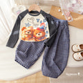 Girls' Raglan Cartoon Print Tee and Pants Set