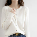 Women's Fall Korean Relaxed Plus Size Knit Wool Crew Neck Loose Sweater + Cardigan + - Black