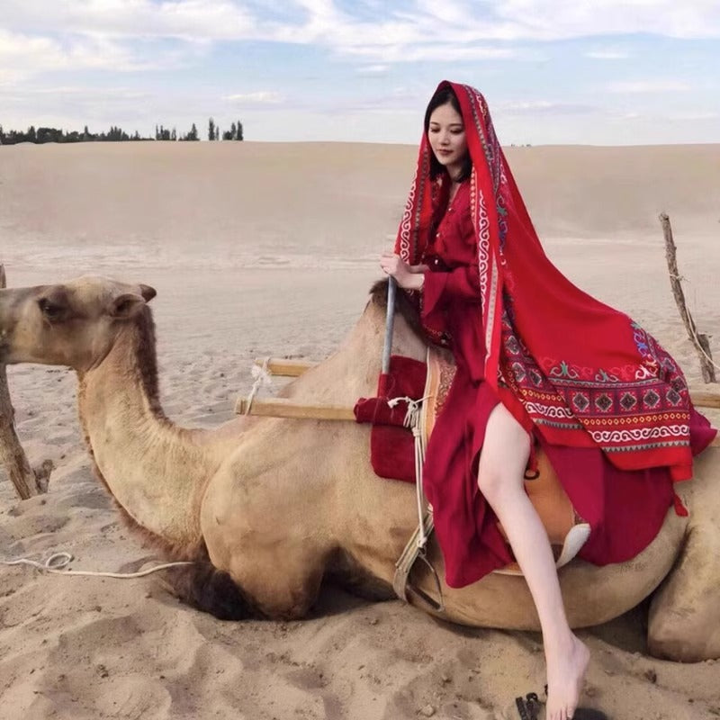 Women's Ethnic Shawl + Cape 2026 - Red