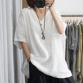 Summer Korean Casual Plus Size Linen Cotton V-Neck Loose Shirt