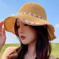 新款夏季百搭户外遮阳帽大帽檐渔夫帽便携防晒太阳帽蝴蝶结女士帽