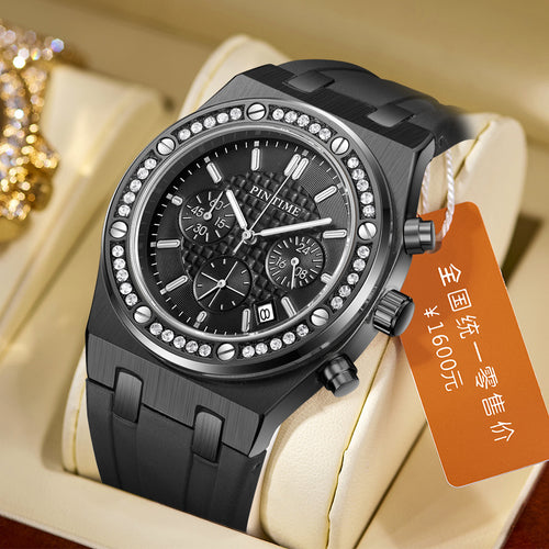 Export Cross-Border Hit Watch Men 6 Hand With Date Glow Fashionable Quartz Watch Support Sample Custom Factory Stock