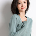 Women's Fall Korean Fashion V-Neck Cropped Knit Top + Cardigan 2026 - White