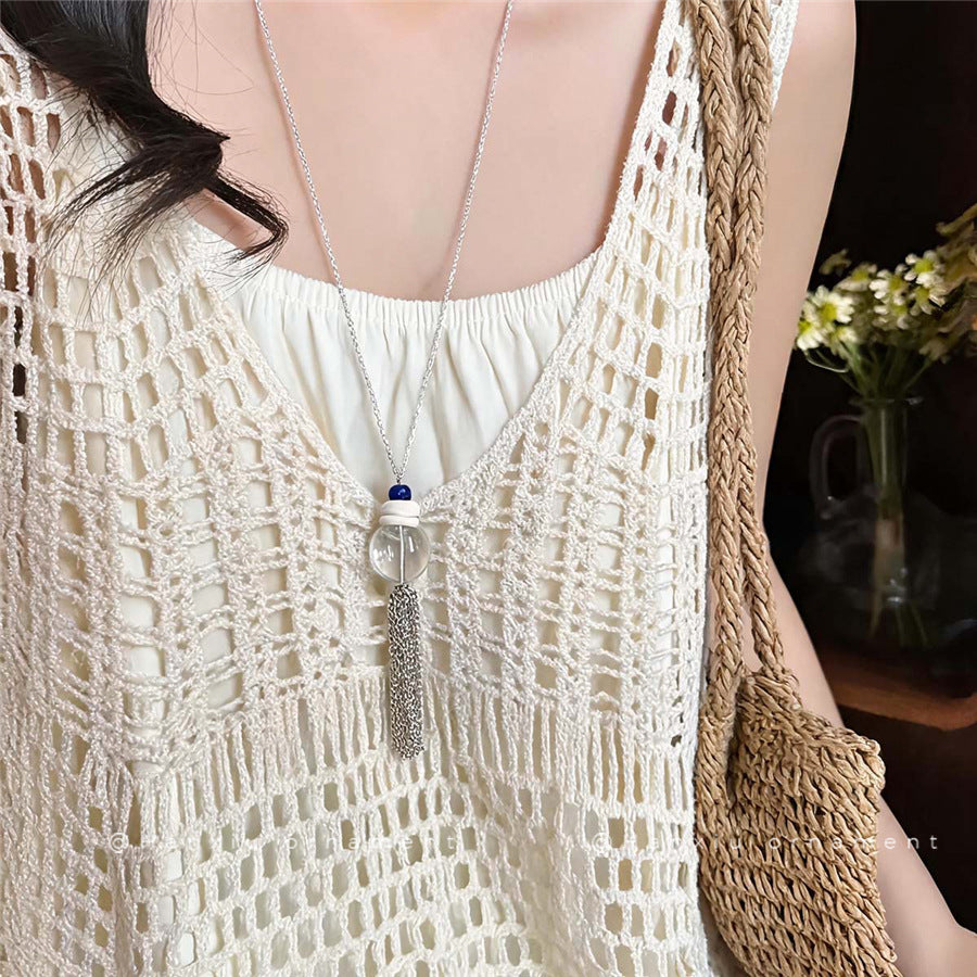 Korean Glass Pearl Pendant Necklace - view 3