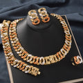 Africa Bride Heavy-Duty Thick Dense Round Polish Cuban Chain New Bead Gem Necklace Bracelet Set Earrings Ring Set