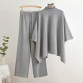 Fall-Winter Fashion Luxury Wide Leg Pants + Coat + Shawl 2-Piece Set