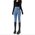 Women's High Waist Slim Pencil Black Jeans