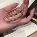 Precision Craft Light Luxury Texture Starry Sky Bangle Girls Double Row Diamonds Premium Fashionable Buckle Hand Jewelry Bangle Wholesale Drop Ship