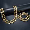 Overseas India Jewelry Gold Statement Geometric Cutout Necklace Bracelet Set Height Precious Bride Accessory Set Women