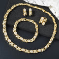 Amazon New Import Bead Gem Set Geometric Twist Rhinestone Copper Necklace Earrings Set Bracelet Ring Wedding Set