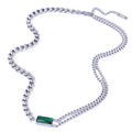 2025 New Retro Titanium Short Emerald Cubic Zirconia Double-Layer Necklace Simple Chain Clavicle Chain Women N6258